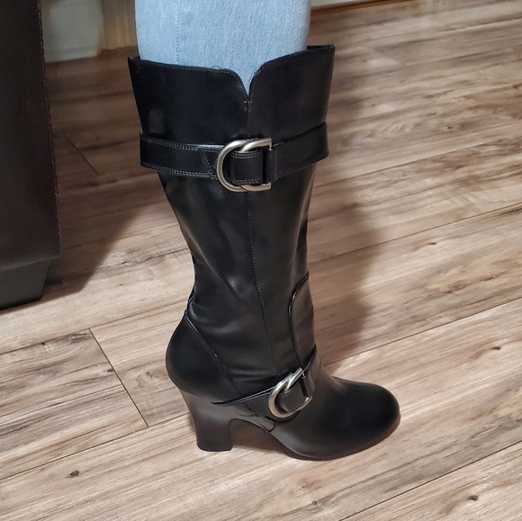 womens black boots size 10 wide